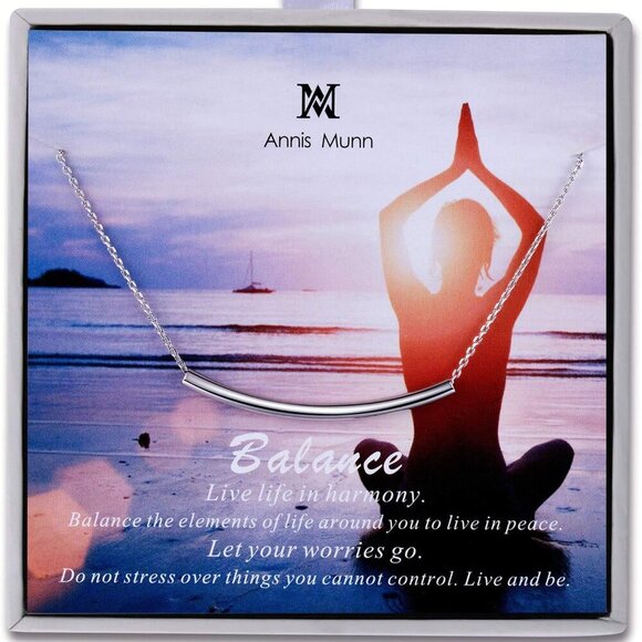 Balance Tube Bar Necklace - 925 Sterling Silver Bar Pendant Necklaces Simple Wom - Picture 2 of 7